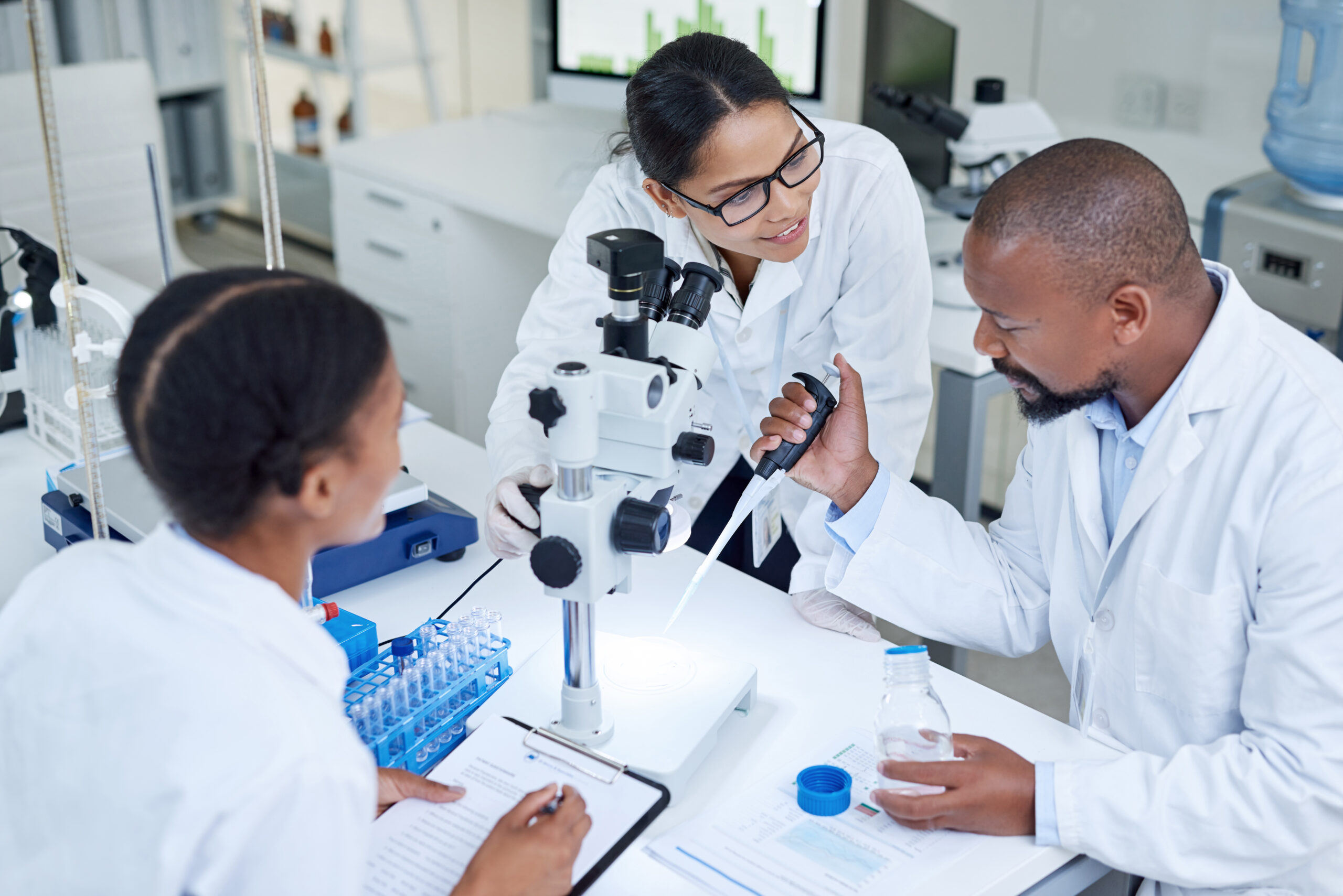 Shot of a group of scientists working together in a lab
