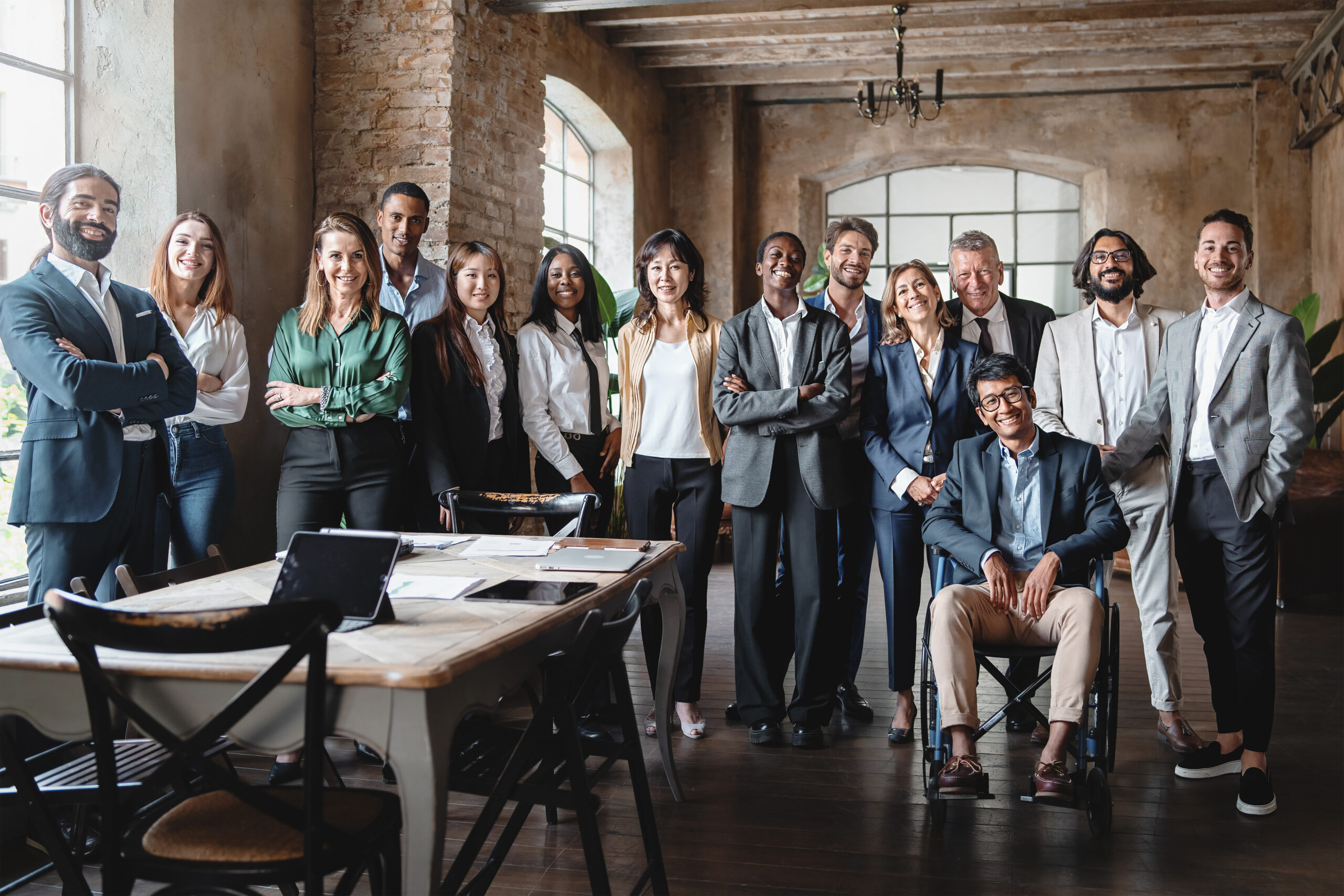 Group of multiethnic business people portrait in the office